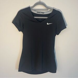 Nike Pro Dri-fit Black V-Neck Athletic Top Size M